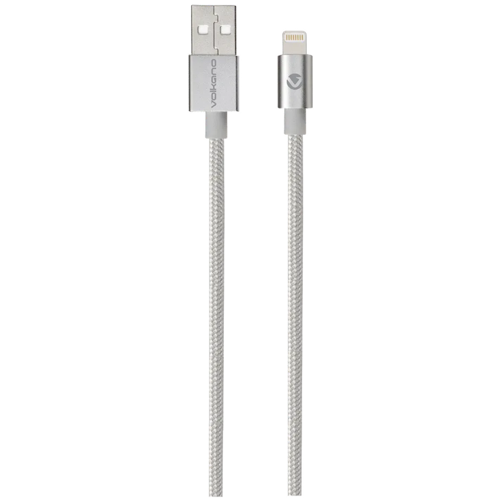 Volkano Strike Series 1.2m MFI Lightning Charge/Data Cable - Silver