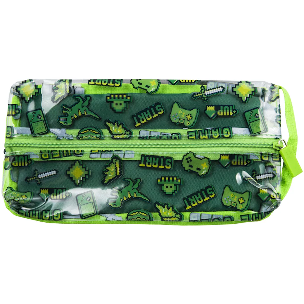 Quest Clear PVC Pencil Case - Gamer Green
