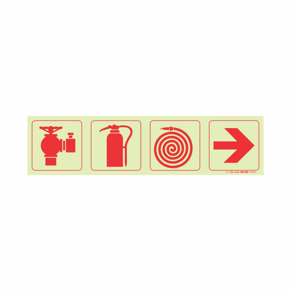 Photoluminescent 190mm Safet Sign F3 Fire Hydrant Fire Extinguisher Fore Hose Reel Arrow Right