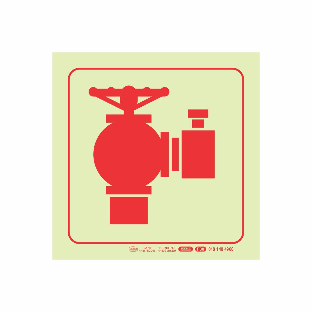 Photoluminescent 190mm Safety Sign F30 Fire Hydrant