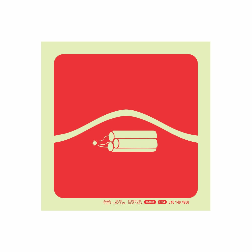 Photoluminescent 190mm Safety Sign F34 Bomb Bag