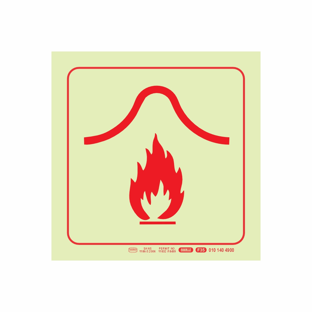 Photoluminescent 190mm Safety Sign F35 Fire Blanket