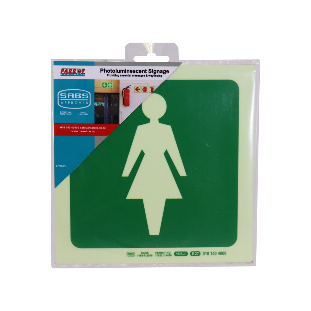 Photoluminescent 190MM Safety Sign - E27-Female Symbol