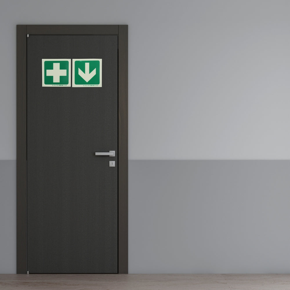 Photoluminescent 190MM Safety Sign - E7-Green Cross