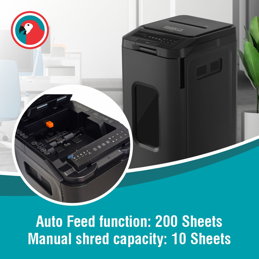 SHREDDER PAPER 400 SHEET 4 X 12MM MINI CROSS CUT AUTO FEED