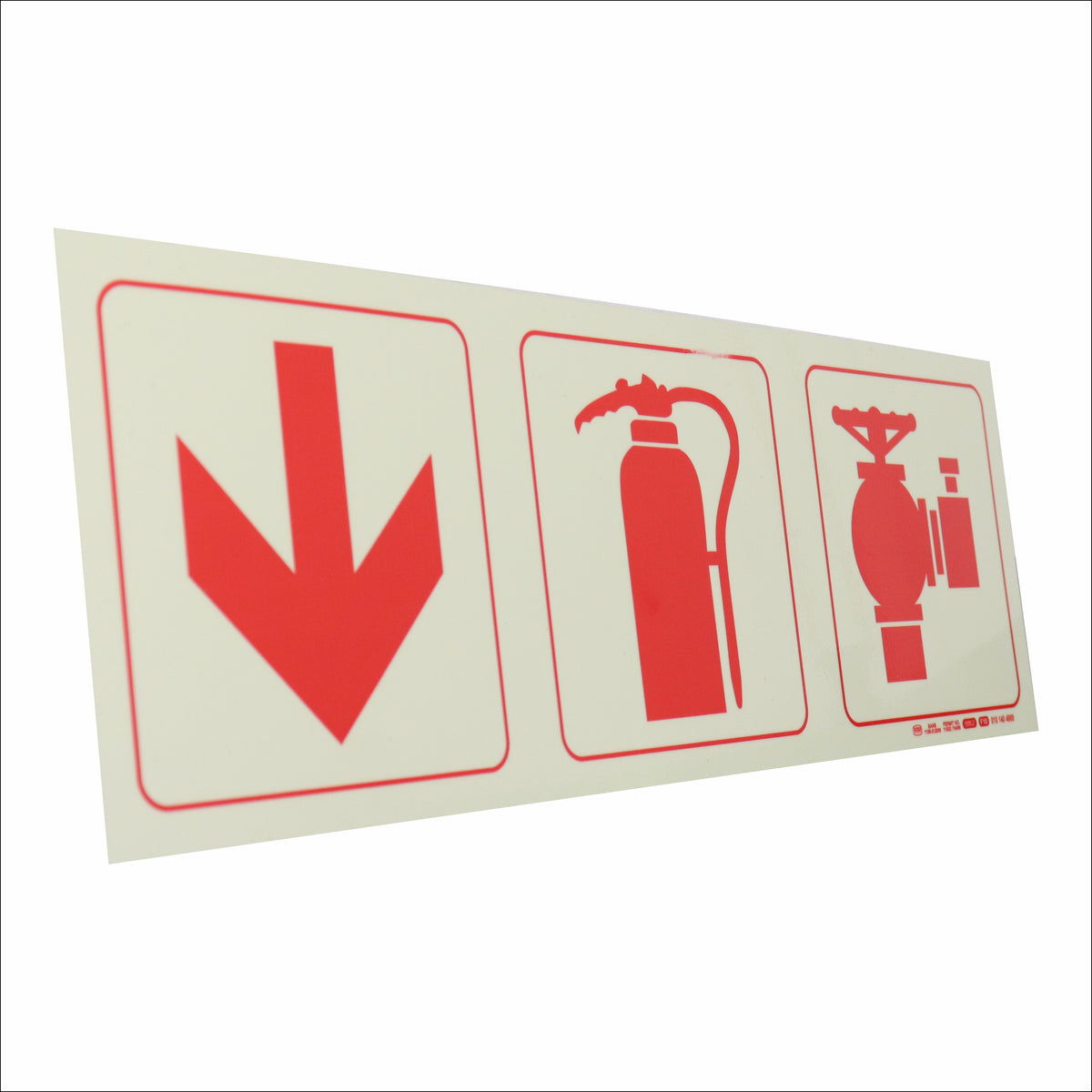 Photoluminescent 190mm Safety Sign F10 Arrow Down Fire Extinguisher Fire Hydrant