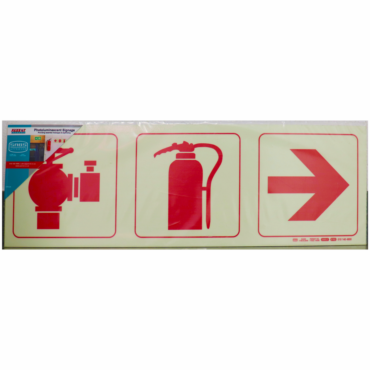 Photoluminescent 190mm Safety Sign F12 Fire Hydrant Fire Extinguisher Arrow Rright