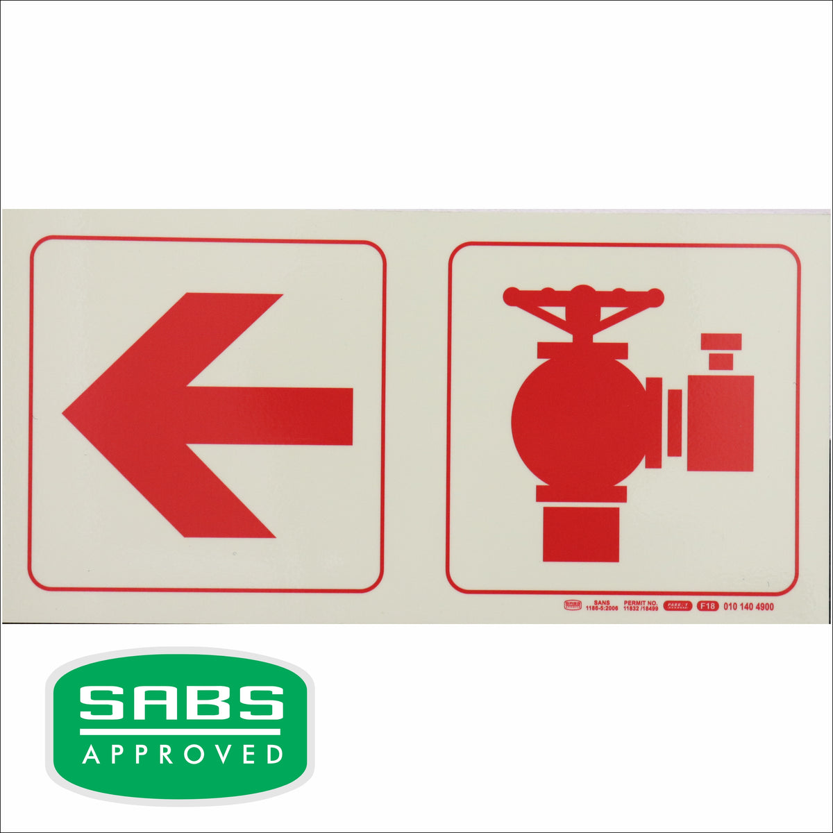 Photoluminescent 190mm Safety Sign F18 Arrow Left Fire Hydrant