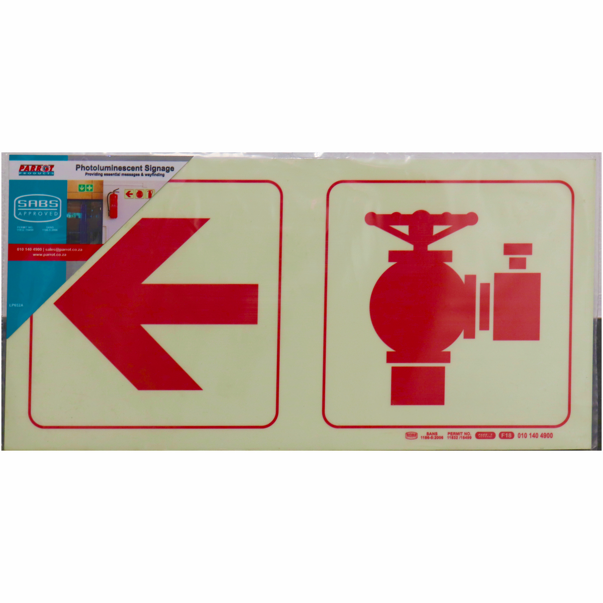 Photoluminescent 190mm Safety Sign F18 Arrow Left Fire Hydrant