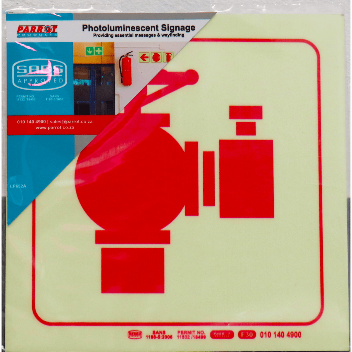 Photoluminescent 190mm Safety Sign F30 Fire Hydrant