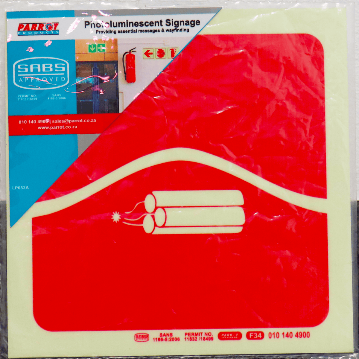 Photoluminescent 190mm Safety Sign F34 Bomb Bag