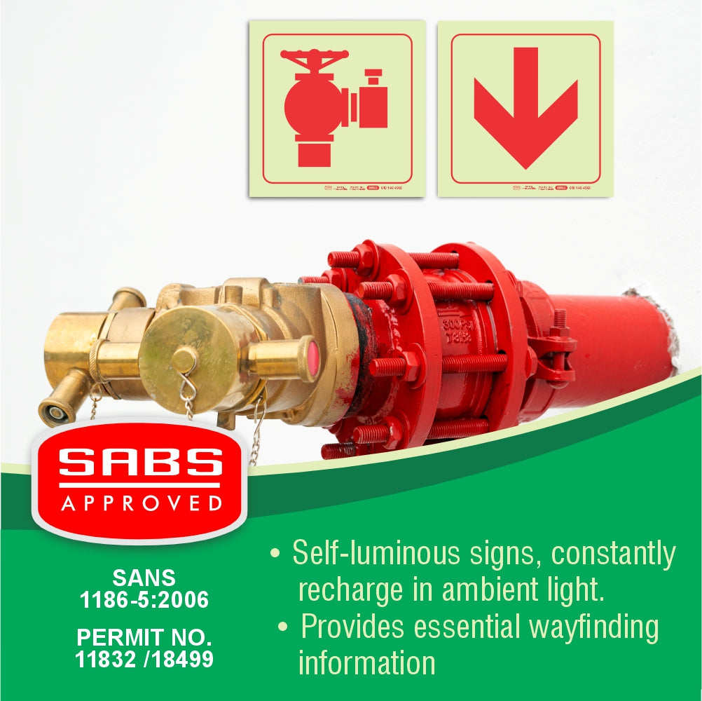 Photoluminescent 190mm Safety Sign F30 Fire Hydrant