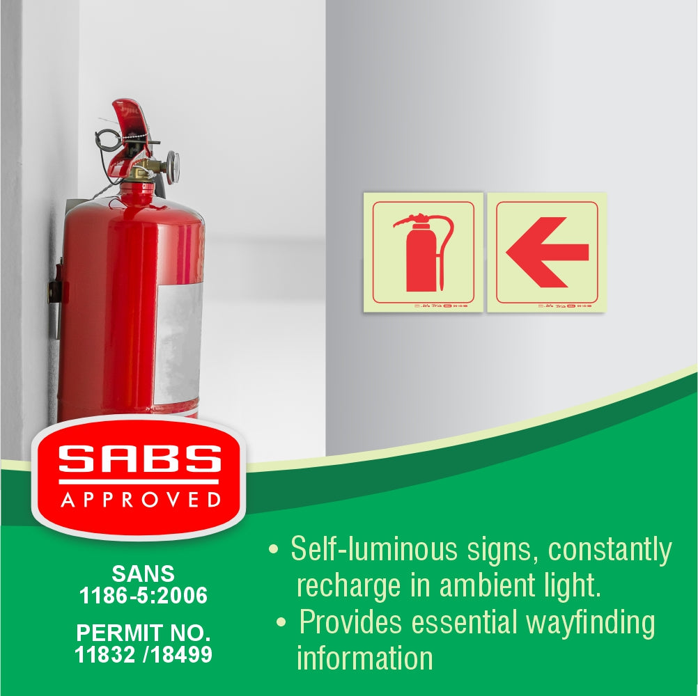 Photoluminescent 190mm Safety Sign F37 Arrow Left