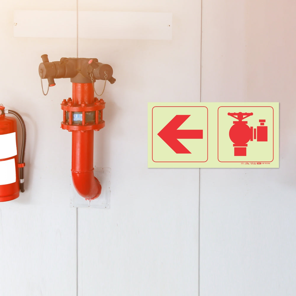 Photoluminescent 190mm Safety Sign F18 Arrow Left Fire Hydrant