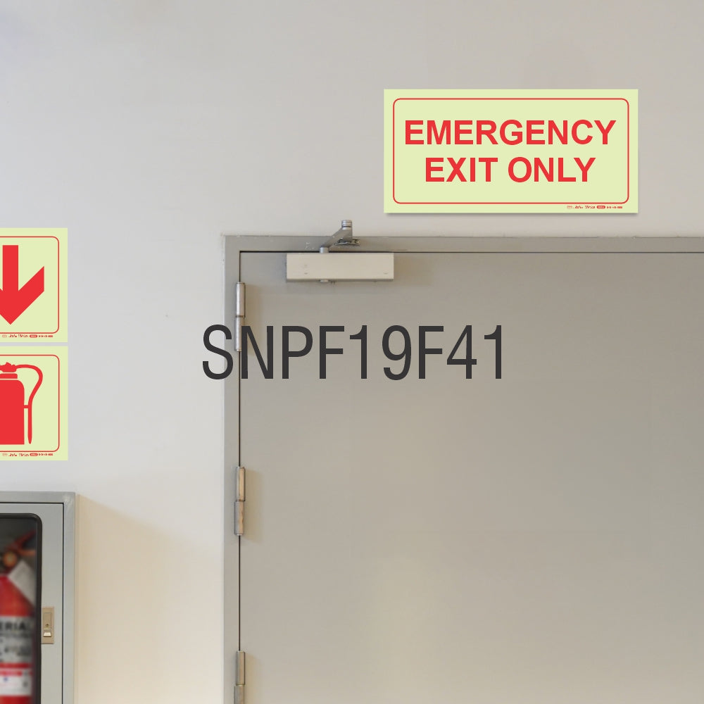 Photoluminescent 190mm Safety Sign F41 Emergency Exit Only