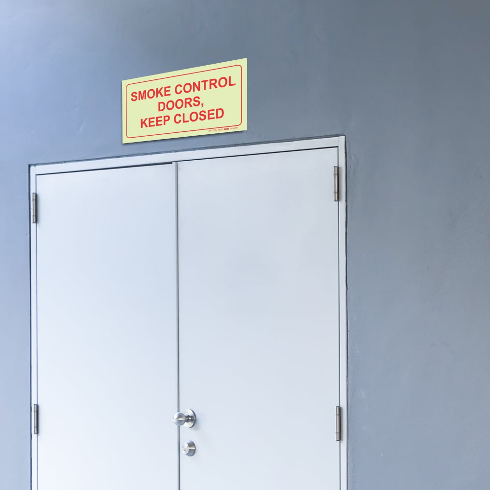 Photoluminescent 190mmSafety Sign F42 Smoke Control Doors Keep Closed