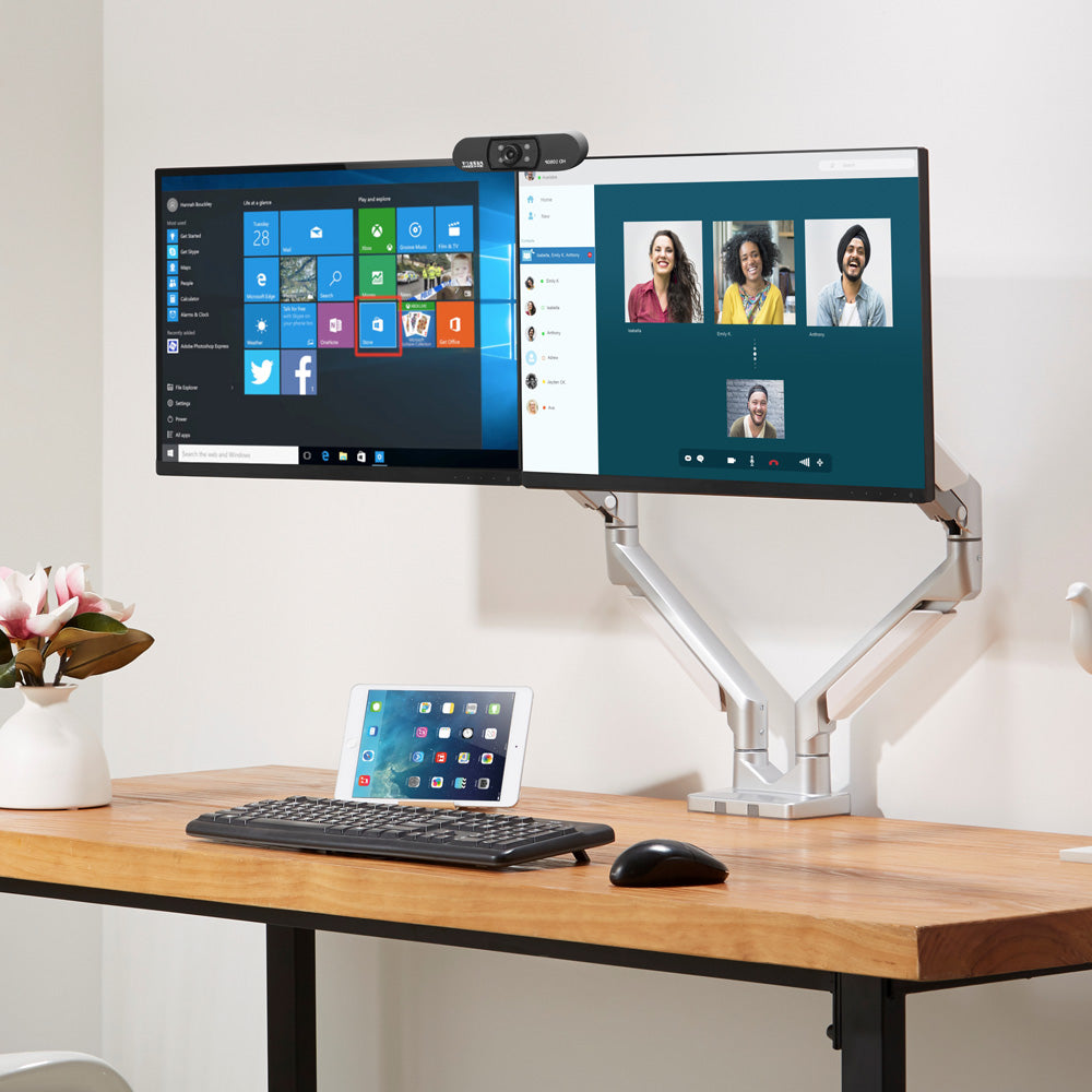 Dual Monitor Clamp Bracket with Gas Spring Arm