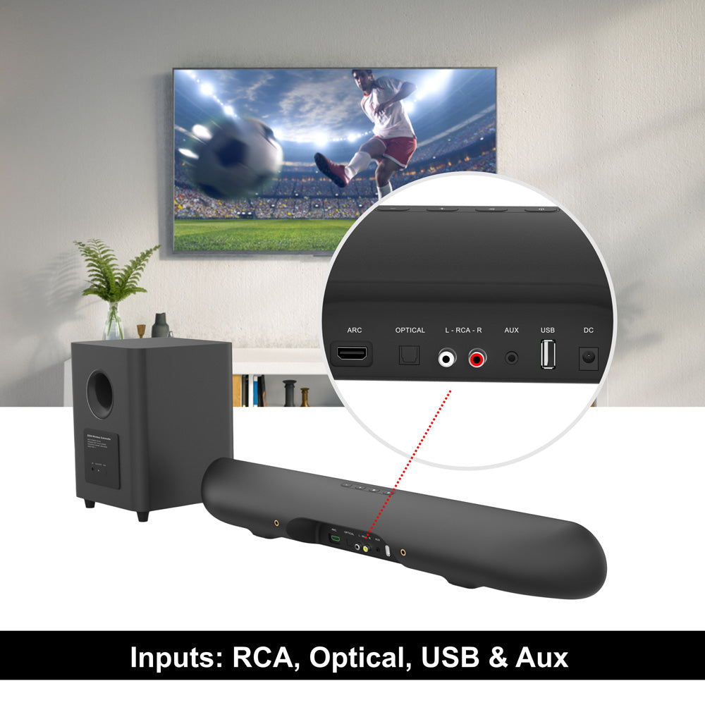 Parrot Speaker Sound Bar + 5.25 Inch Wireless Sub Incl Wall Bracket