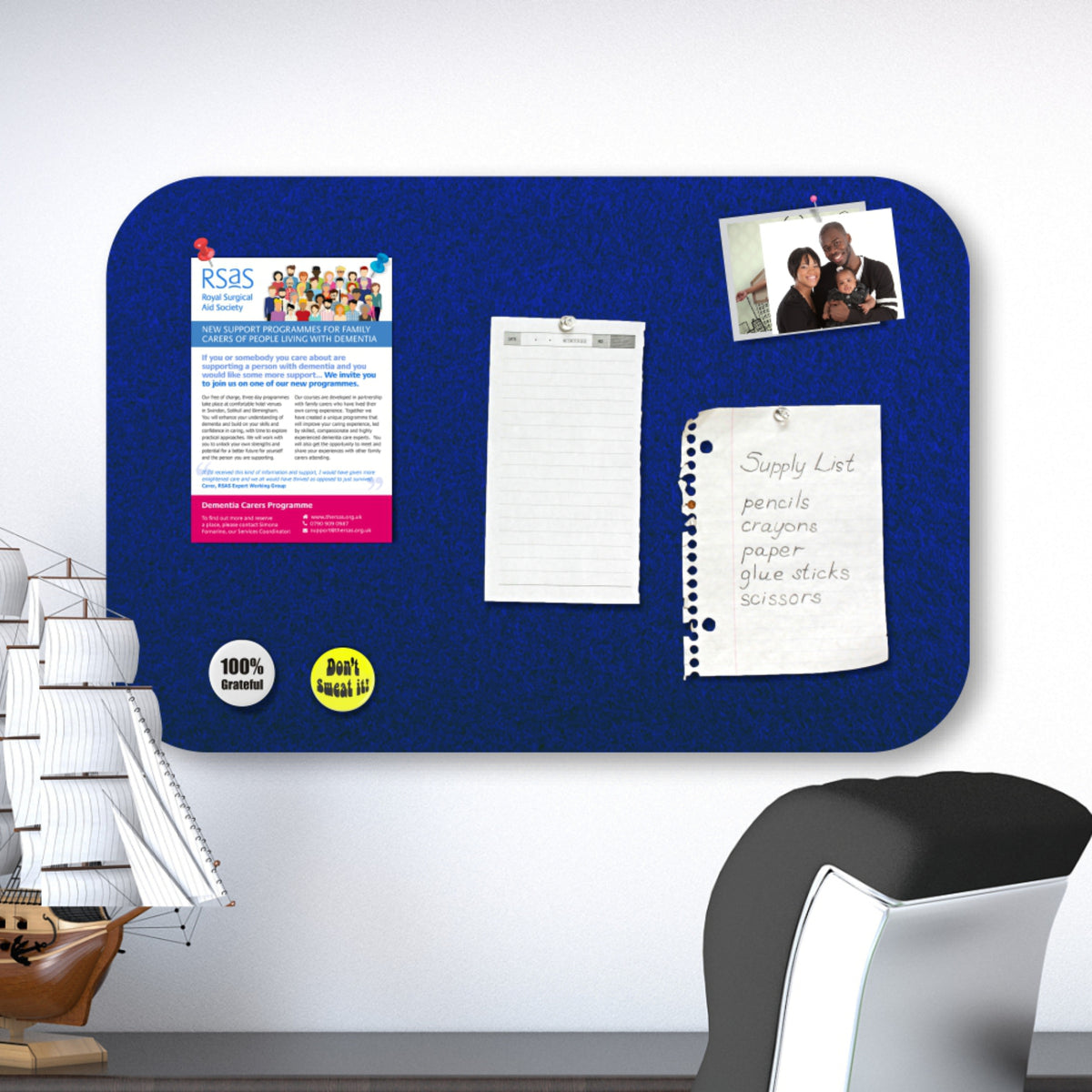 Adhesive Pin Board (No Frame - 450*300mm - Blue)