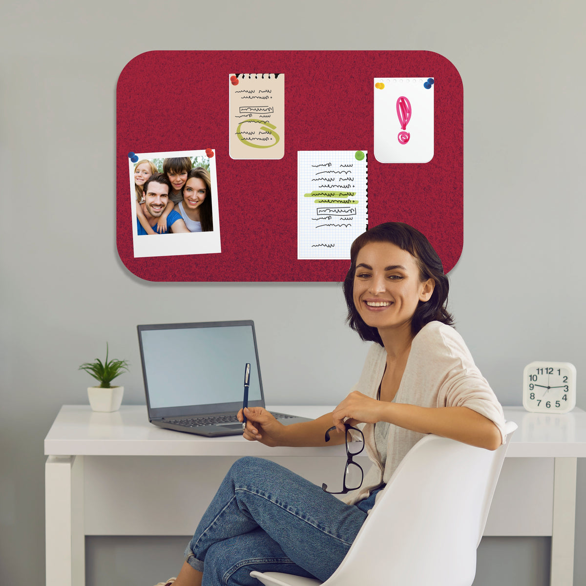 Adhesive Pin Board (No Frame - 600*450mm - Red)