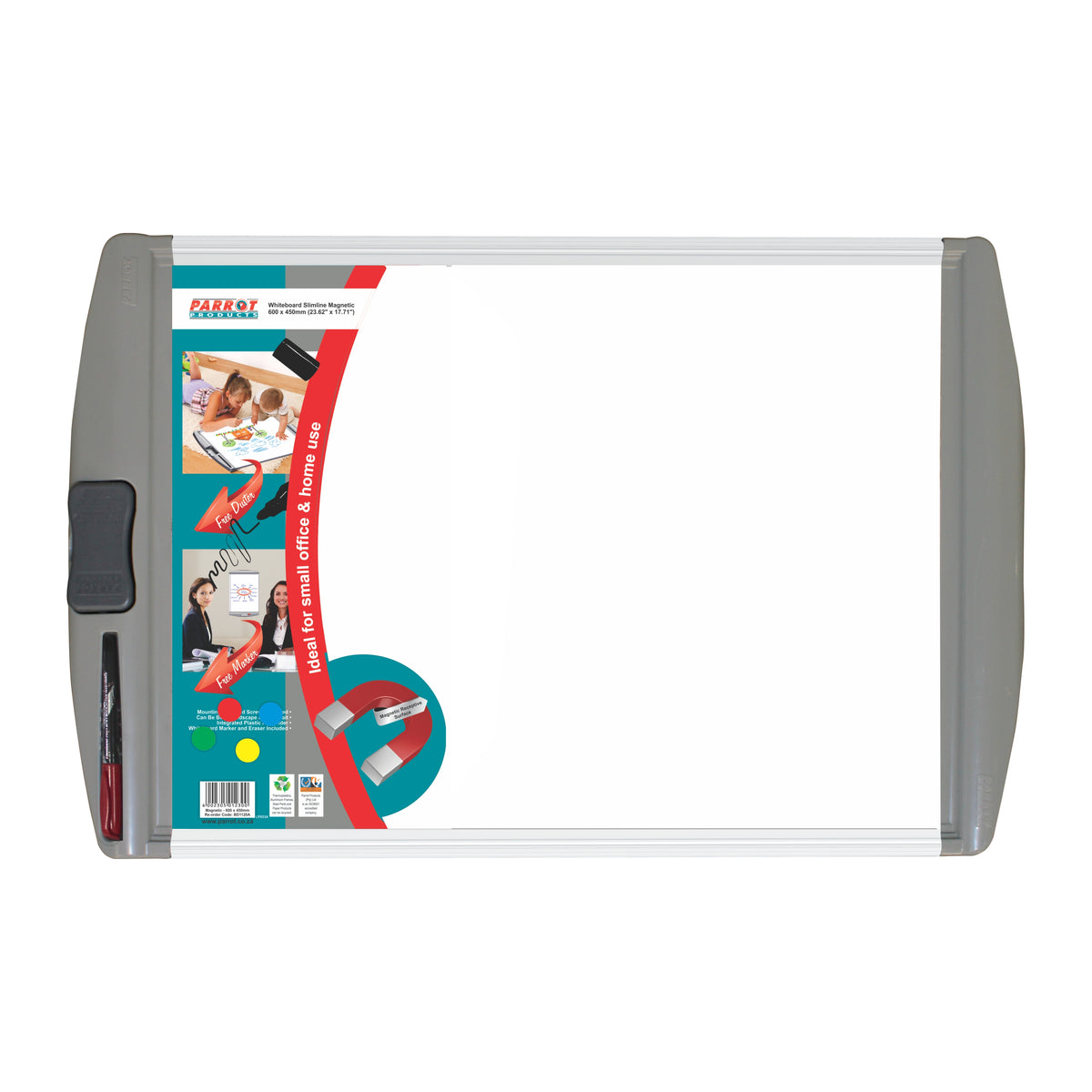 Parrot Products Slimline Magnetic Whiteboard (600*450mm - Retail)