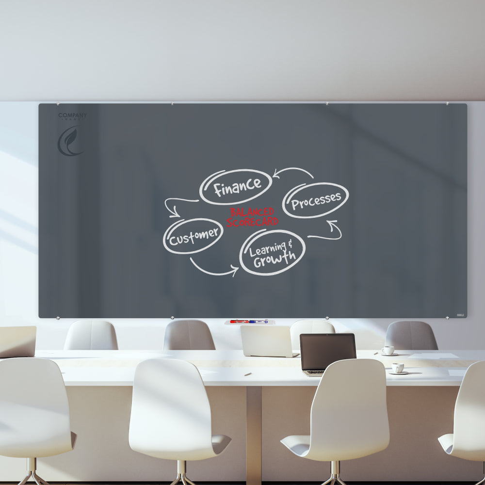 Glass Whiteboard Non-Magnetic Printed (2400x1200mm)