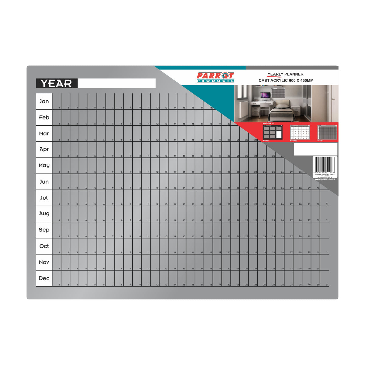 Parrot Products Cast Acrylic Yearly Planner (Cast Acrylic - 600 x 450mm)