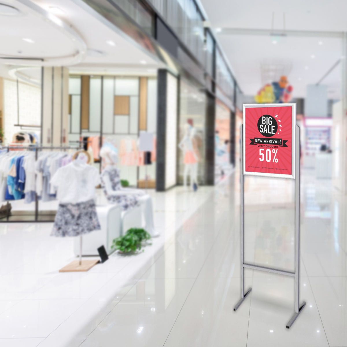 Poster Frame Stand (A2 - Double Sided - Castors)