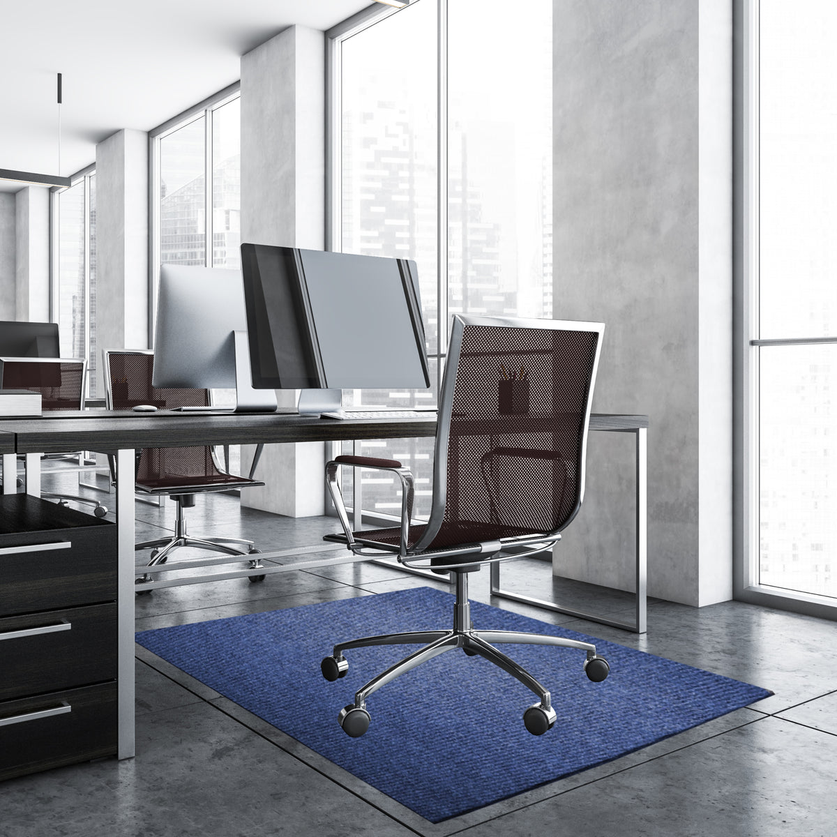 Floor Protector Ribbed Non-Slip 1200 x 850 x 5.5mm Denim