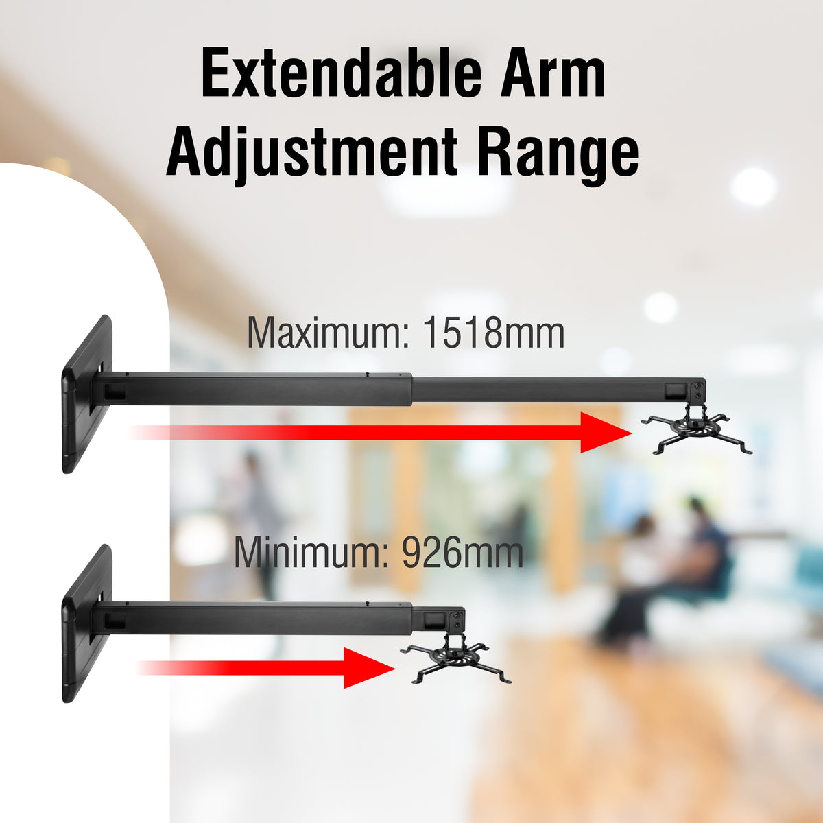 Adjustable Wall Mount Projector Bracket (926 - 1518mm)