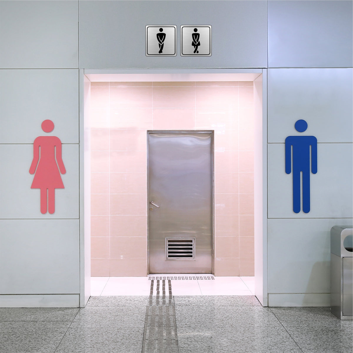 Ladies Toilet Symbolic Sign - Black Printed on Brushed Aluminium ACP (150 x 150mm)