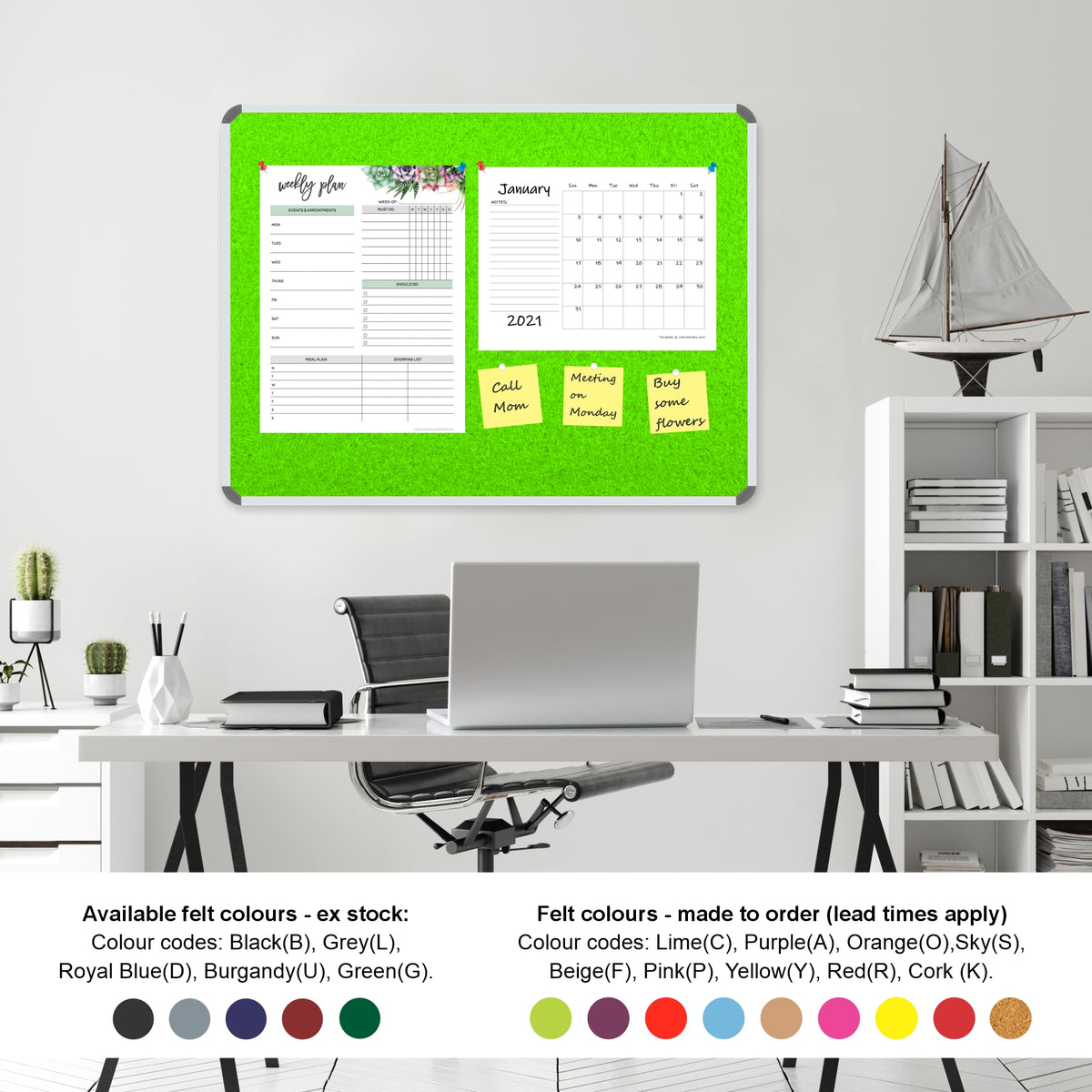 Info Board (Aluminium Frame - 600*450mm - Lime Green)