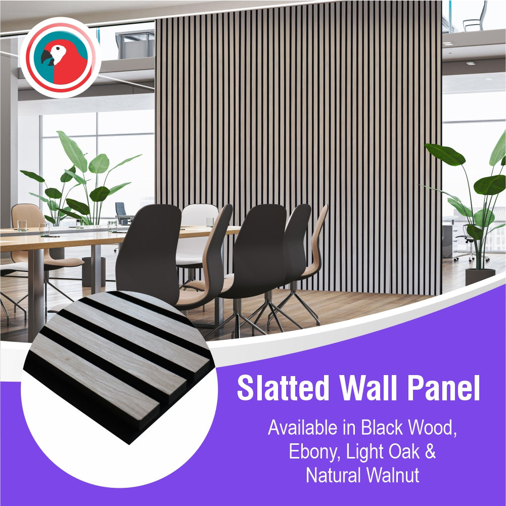 Acoustic Slatted Wall Panel 600 2400mm Light Oak