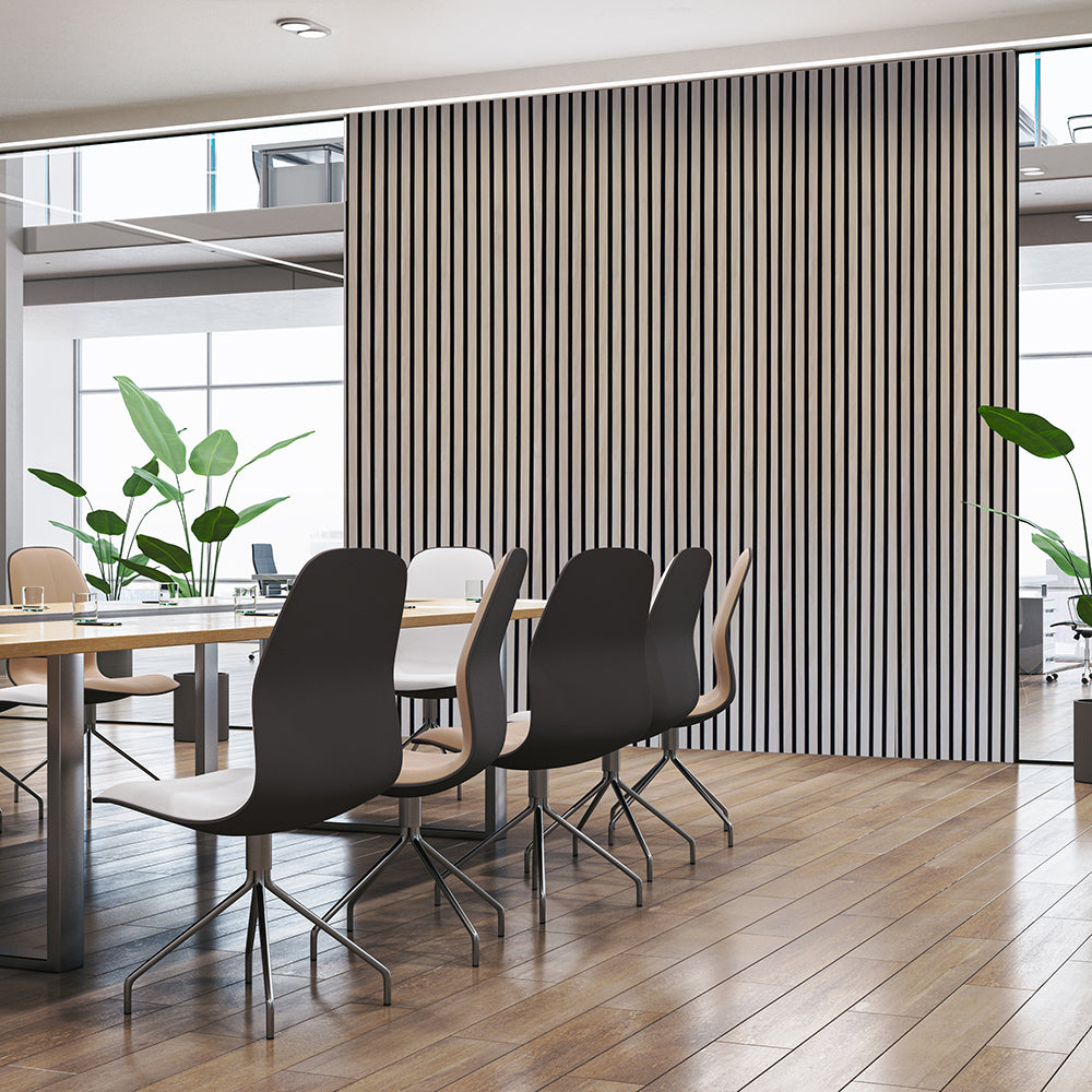 Acoustic Slatted Wall Panel 600 2400mm Light Oak