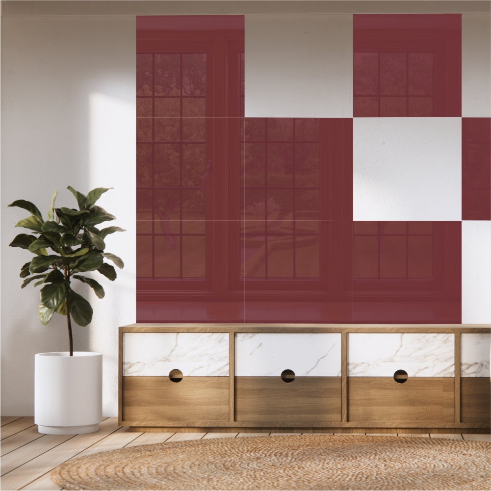 Decorative Glass Wall Tile (598 x 650 x 6mm) Purple Red