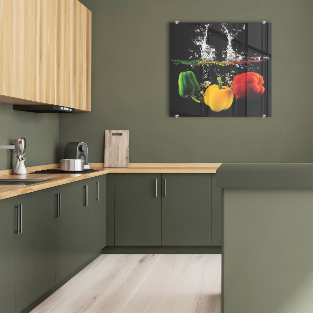 Decorative Glass Wall Tile (598 x 650 x 6mm) Peppers
