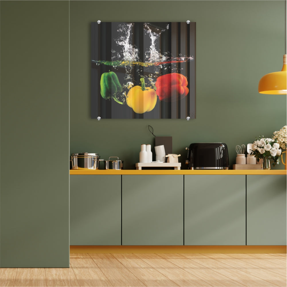 Decorative Glass Wall Tile (598 x 650 x 6mm) Peppers