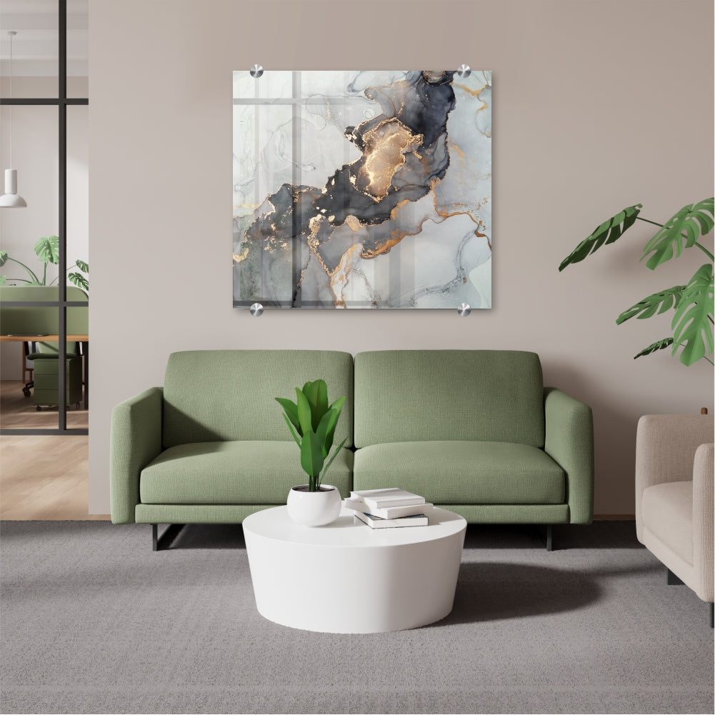 Decorative Glass Wall Tile (898 X 700 X 6mm) Ink Contrast