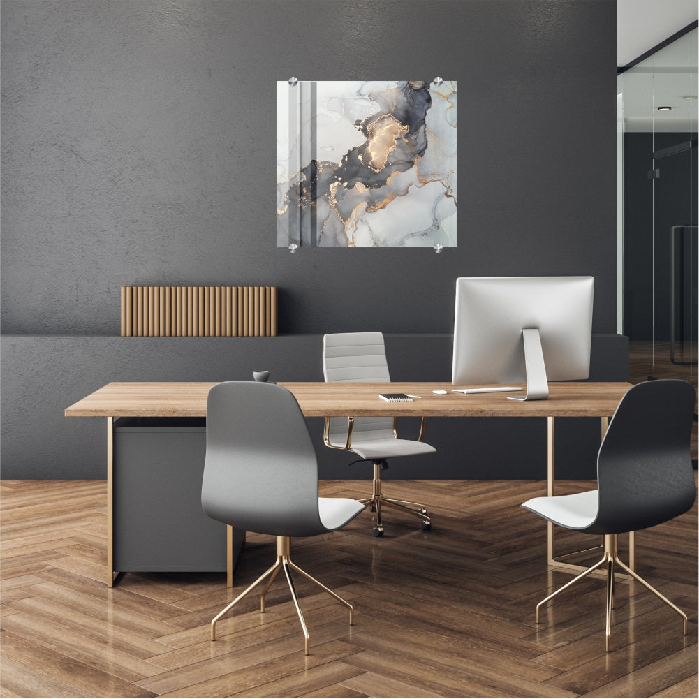 Decorative Glass Wall Tile (898 X 700 X 6mm) Ink Contrast