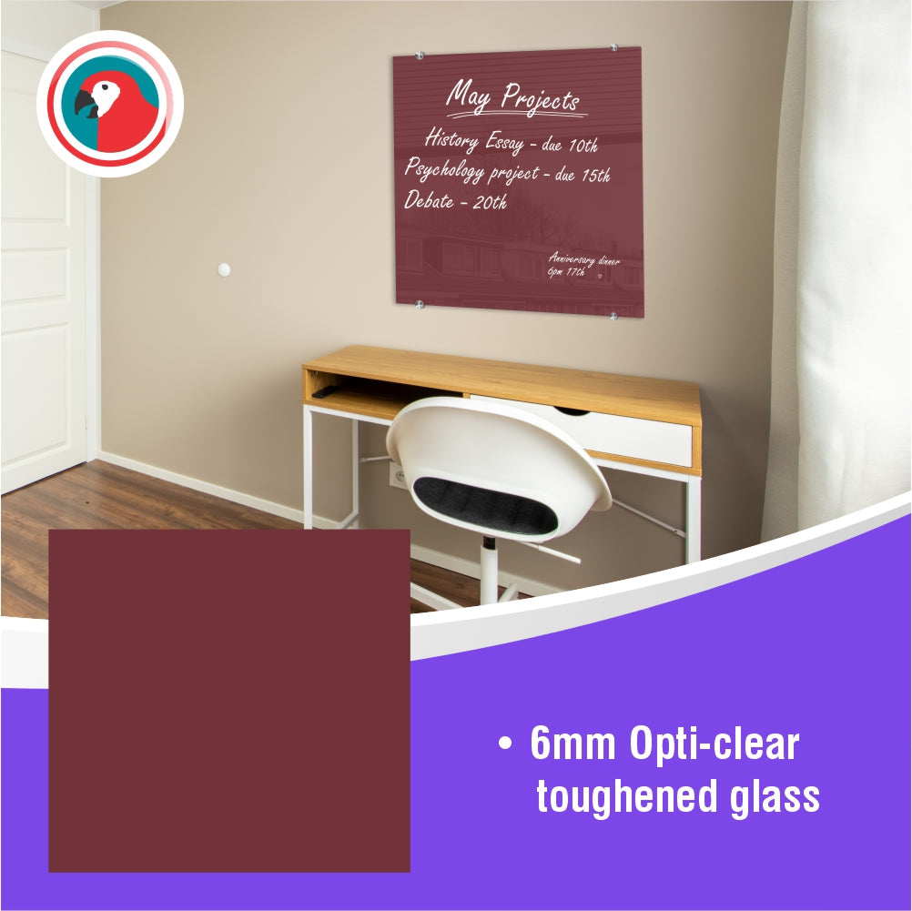 Decorative Glass Wall Tile (598 x 650 x 6mm) Purple Red