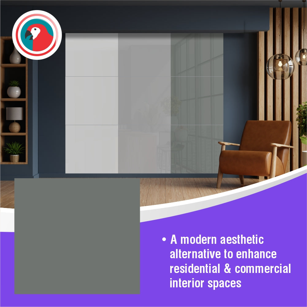 Decorative Glass Wall Tile (598 X 650 X 6mm) Mouse Grey