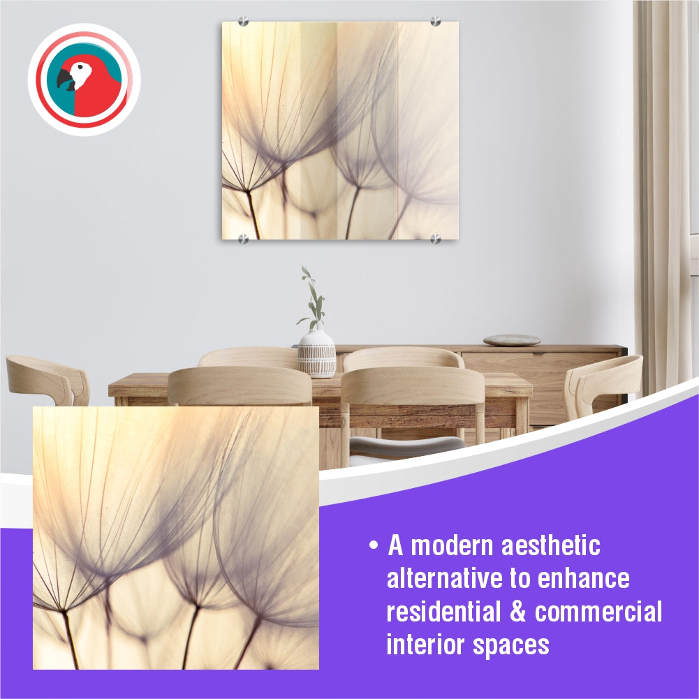 Decorative Glass Wall Tile (598 X 650 X 6mm) Dandelion Floret