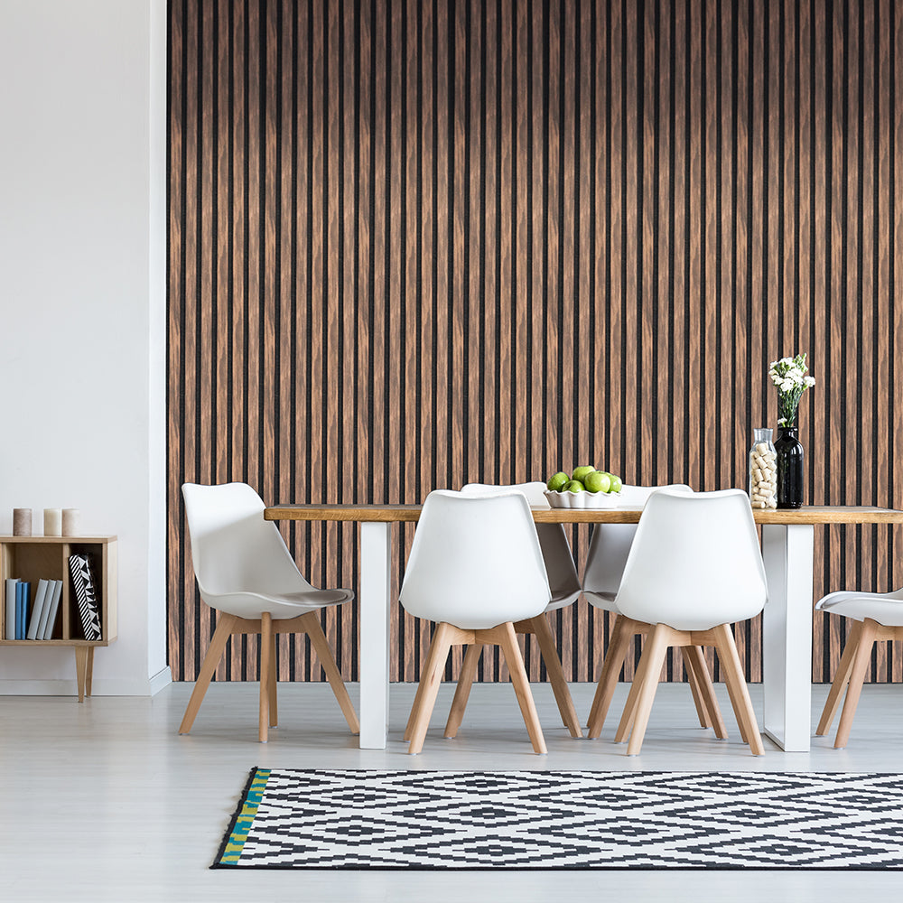 Acoustic Slatted Wall Panel 600 2400mm Natural Walnut