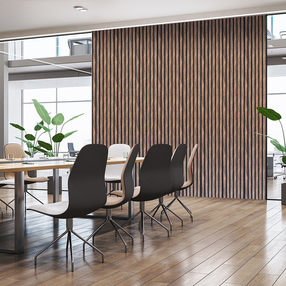 Acoustic Slatted Wall Panel 600 2400mm Natural Walnut