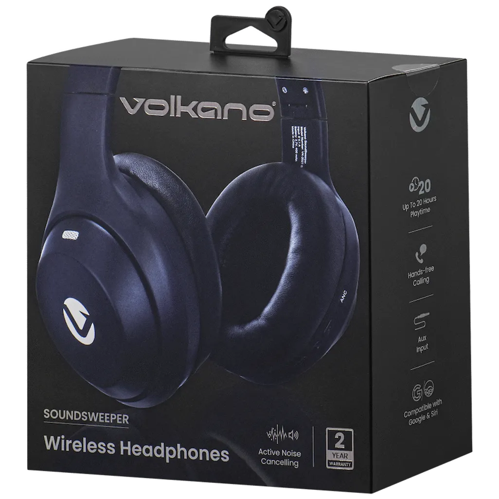 Volkano SoundSweeper Series Active Noise Cancelling bluetooth Headphones - Blue