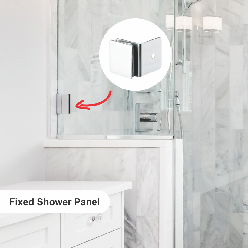 SHOWER PANEL GLASS CLAMP - (MIRROR FINISH)