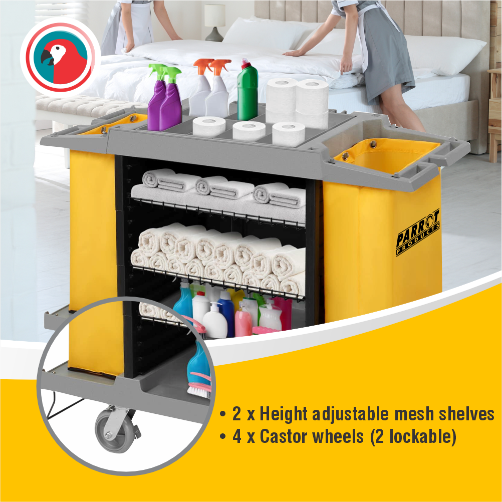 Parrot Products Housekeeping Service Trolley Plastic Utility Cart