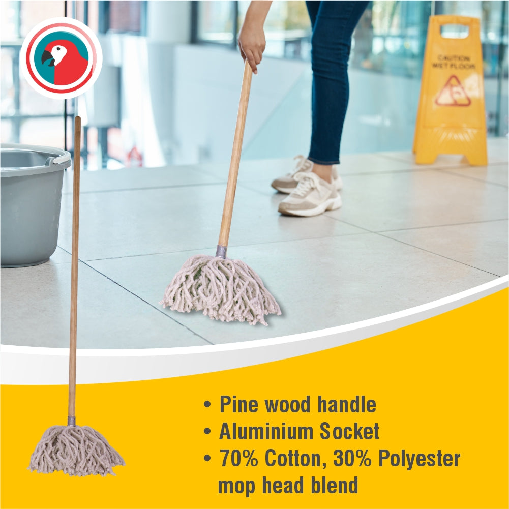 Janitorial Mega Mop Metal Socket 25mm Pine Handle 400g