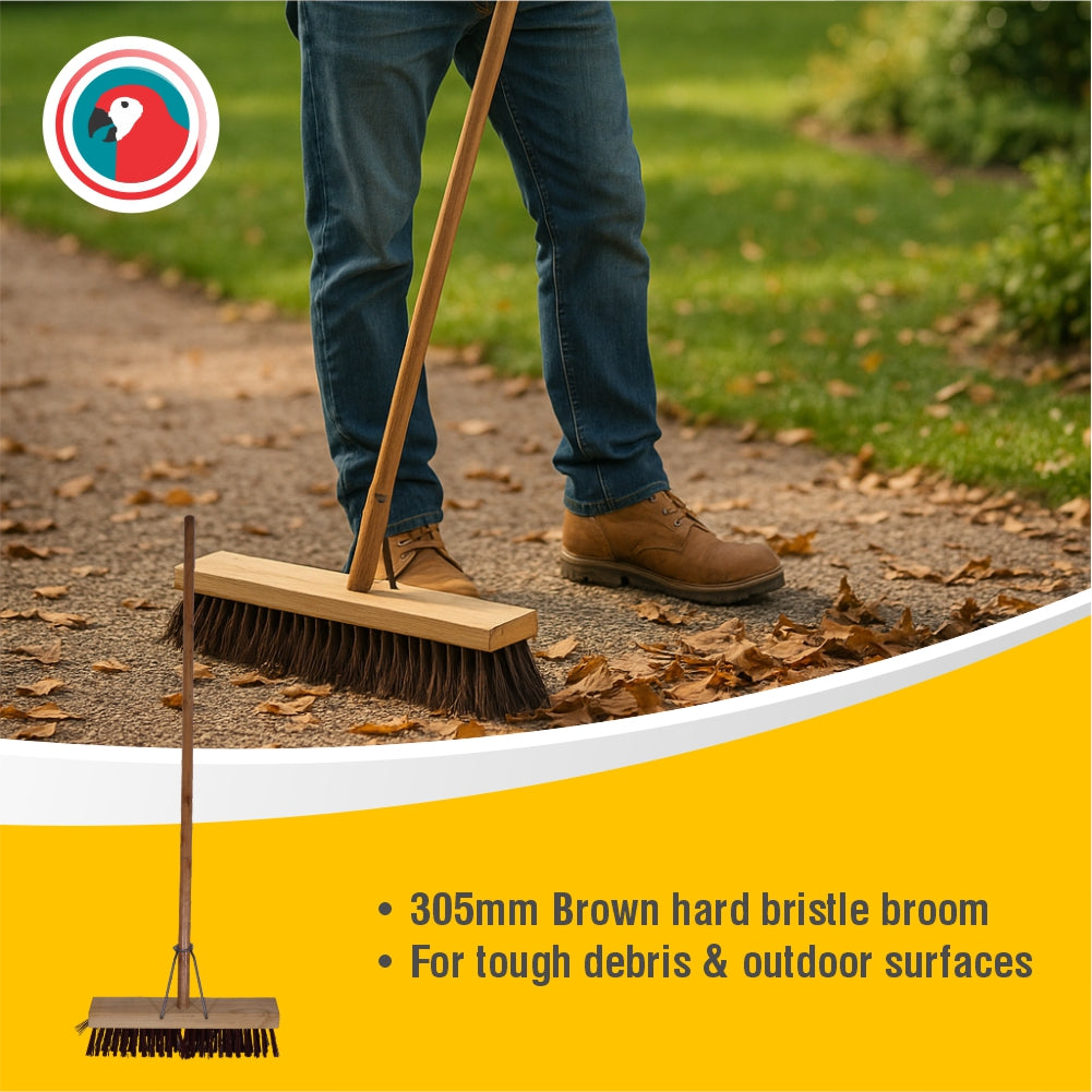 Janitorial Platform Broom Brown 305mm (12")