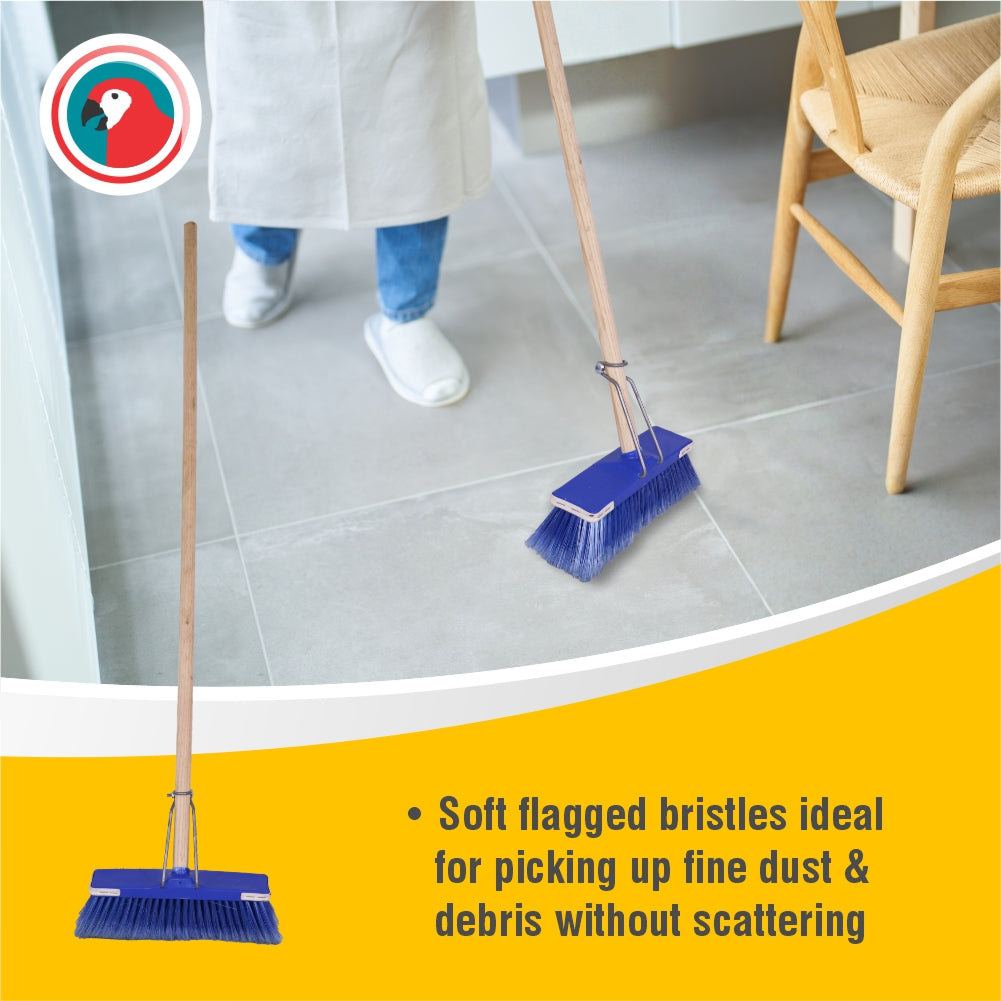 Janitorial Deluxe Broom Flagged Wooden Handle